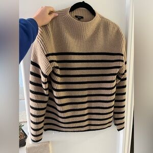 Rails Beige and Black Striped Sweater